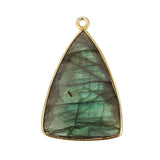 Labradorite Triangle Pendant - Boho Chic Gemstone Necklace with 24kt Gold Elegance