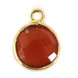 Carnelian Coin/Round Pendant - Boho Chic Gemstone Necklace with 24kt Gold Elegance