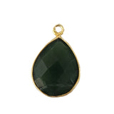 Emerald Pear/Flat Teardrop Pendant - Boho Chic Gemstone Necklace with 24kt Gold Elegance