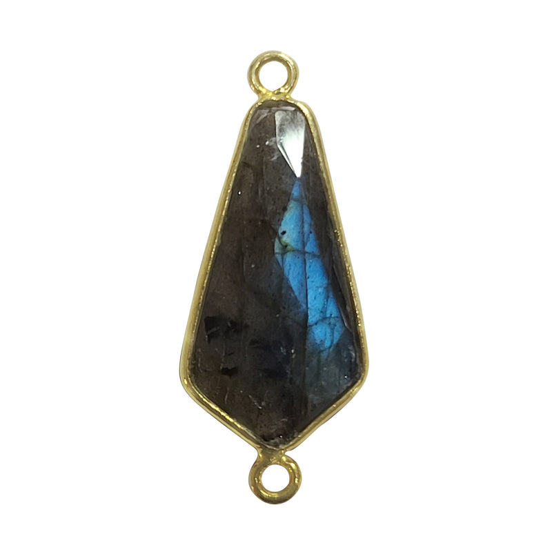 Labradorite Tie Pendant - Boho Chic Gemstone Necklace with 24kt Gold Elegance
