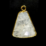Rainbow Moonstone Connector: Gold Plated Sterling Silver Tie Bezel (10X20mm 15X17mm)