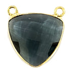 London Blue Topaz Stone Necklace for Jewelry Making 15mm 25X25mm Triangle Bezel Charms Pendants 24K Gold Plated Over 925 Sterling Silver