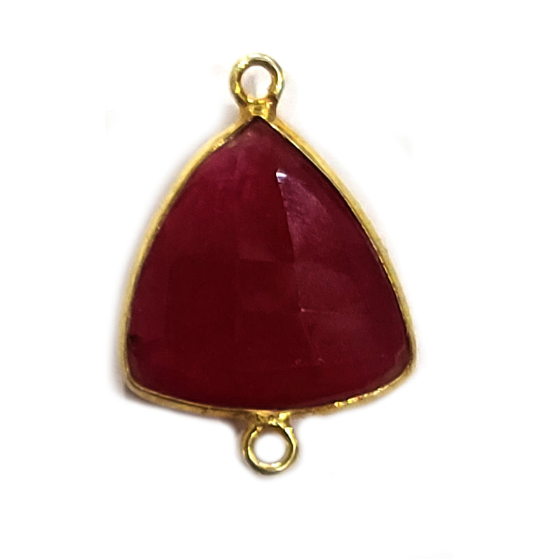 Ruby Stone Necklace for Jewelry Making 15mm 18X25mm Triangle Bezel Charms Pendants Connectors 24K Gold Plated Over 925 Sterling Silver
