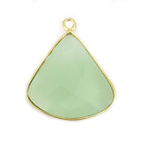 Green Chalcedony Stone Necklace for Jewelry Making 20X20mm Bell Bezel Charms Pendants Connectors 24K Gold Plated Over 925 Sterling Silver