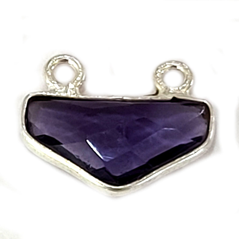 Amethyst Chevron Pendant, 925 Sterling Silver Bezel (10x15mm)