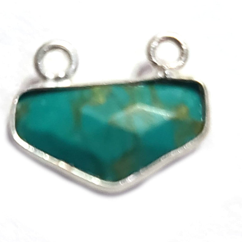 Turquoise Chevron Pendant: 925 Sterling Silver Bezel, 14mm