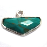 Turquoise Chevron Pendant: 925 Sterling Silver Bezel, 14mm