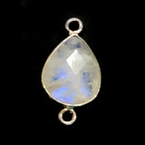 Rainbow Moonstone Stone Necklace for Jewelry Making 10X12mm Pear/Flat Teardrop Bezel Charms Pendants Connectors 925 Sterling Silver
