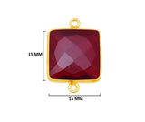 Garnet Square Pendant - Boho Chic Gemstone Necklace with 24kt Gold Elegance