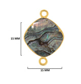 Abalone Shell Stone Necklace for Jewelry Making - 12mm 15mm 18mm Cushion/Diamond Bezel Charms Pendants 24K Gold Electroplated Chakra DIY