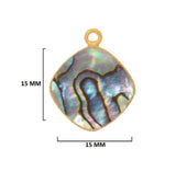 Abalone Shell Stone Necklace for Jewelry Making - 12mm 15mm 18mm Cushion/Diamond Bezel Charms Pendants 24K Gold Electroplated Chakra DIY