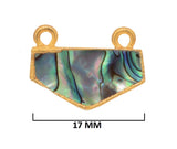Abalone Shell Chevron Pendant – 24K Gold Electroplated Bezel, 17mm