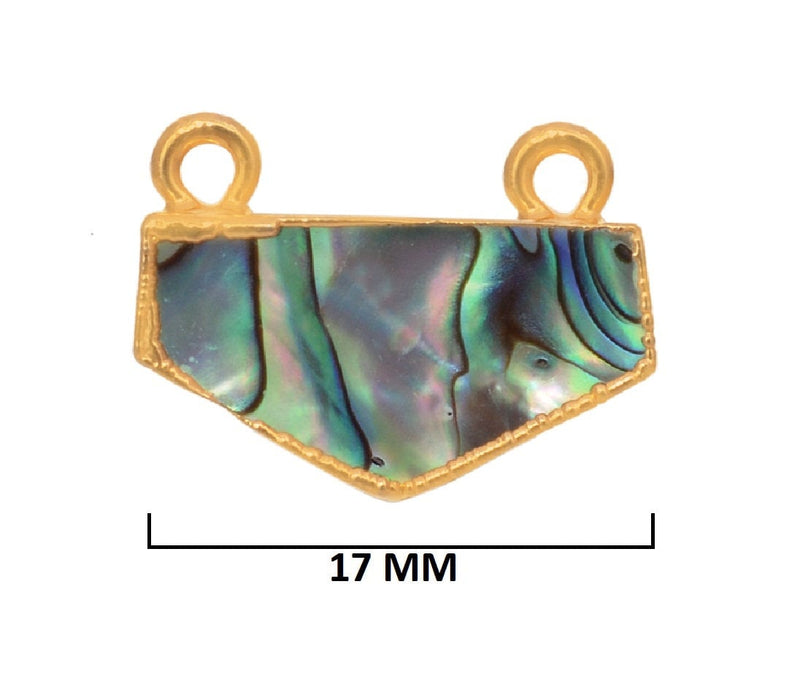 Abalone Shell Chevron Pendant – 24K Gold Electroplated Bezel, 17mm