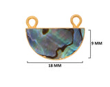Abalone Shell Stone Necklace for Jewelry Making - 9X18mm Moon/Crescent Bezel Charms Pendants 24K Gold Electroplated Chakra DIY