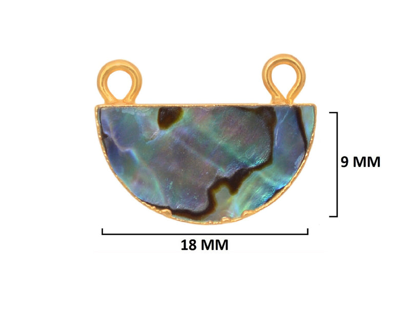 Abalone Shell Stone Necklace for Jewelry Making - 9X18mm Moon/Crescent Bezel Charms Pendants 24K Gold Electroplated Chakra DIY