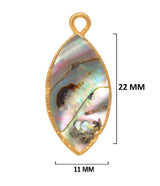 Abalone Shell Marquise Pendant – 24K Gold Electroplated Charm (11x22mm)
