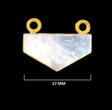 Mother Of Pearl Shell Stone Necklace for Jewelry Making - 17mm Chevron Bezel Charms Pendants 24K Gold Electroplated Chakra DIY