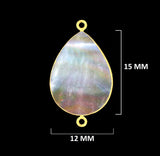 24K Gold Electroplated Mother Of Pearl Teardrop Pendant, Jewelry Making