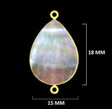 24K Gold Electroplated Mother Of Pearl Teardrop Pendant, Jewelry Making