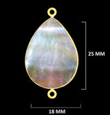 24K Gold Electroplated Mother Of Pearl Teardrop Pendant, Jewelry Making