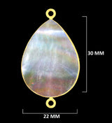 24K Gold Electroplated Mother Of Pearl Teardrop Pendant, Jewelry Making