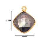 Pyrite Stone Necklace for Jewelry Making - 12mm 15mm 18mm Cushion/Diamond Bezel Charms Pendants 24K Gold Plated Over 925 Sterling Silver DIY