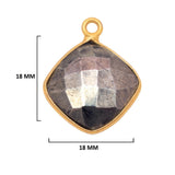 Pyrite Stone Necklace for Jewelry Making - 12mm 15mm 18mm Cushion/Diamond Bezel Charms Pendants 24K Gold Plated Over 925 Sterling Silver DIY