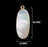 Gold Electroplated Mother of Pearl Charm, Oval Bezel Pendant
