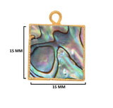 Abalone Shell Stone Necklace for Jewelry Making - 15mm Square Bezel Charms Pendants 24K Gold Electroplated Chakra DIY