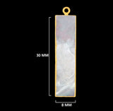 Mother Of Pearl Shell Stone Necklace for Jewelry Making - 10X40mm 15X20mm 8X30mm Rectangle/Bar Bezel Charms Pendants 24K Gold Electroplated
