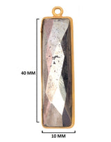 Pyrite Stone Necklace for Jewelry Making 10X40mm 15X20mm 8X30mm Rectangle/Bar Bezel Charms Pendants 24K Gold Plated Over 925 Sterling Silver