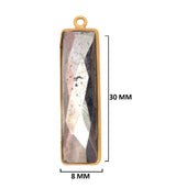 Pyrite Stone Necklace for Jewelry Making 10X40mm 15X20mm 8X30mm Rectangle/Bar Bezel Charms Pendants 24K Gold Plated Over 925 Sterling Silver