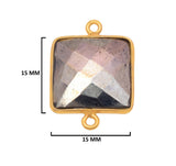 Pyrite Stone Necklace for Jewelry Making - 15mm Square Bezel Charms Pendants 24K Gold Plated Over 925 Sterling Silver Chakra DIY