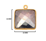 Pyrite Stone Necklace for Jewelry Making - 15mm Square Bezel Charms Pendants 24K Gold Plated Over 925 Sterling Silver Chakra DIY