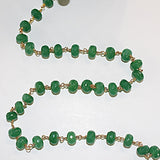 dark green jade semi-precious gemstone beads black oxidized antique rosary chain for a necklace, earrings, anklet, and bracelet making.