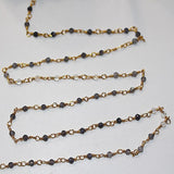 iolite shaded natural semi-precious gemstone beads 24k gold plated over silver rosary chain for a necklace, earrings, anklet, and bracelet making.