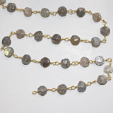 labradorite semi-precious gemstone beads black oxidized antique rosary chain for a necklace, earrings, anklet, and bracelet making.