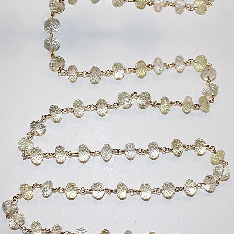 lemon semi-precious gemstone beads black oxidized antique rosary chain for a necklace, earrings, anklet, and bracelet making.