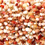 mexican fire opal faceted 3mm 4-5mm bead rosary chain.