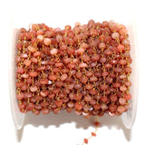 peach moonstone handmade gemstone bead chain.