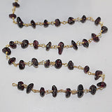 rhodolite garnet chips semi-precious gemstone beads 24k gold plated over silver rosary chain for a necklace, earrings, anklet, and bracelet making.