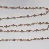 silverite purple coated natural semi-precious gemstone beads 24k gold plated over silver rosary chain for a necklace, earrings, anklet, and bracelet making.