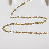 zircon lemon natural semi-precious gemstone beads 24k gold plated over silver rosary chain for a necklace, earrings, anklet, and bracelet making.