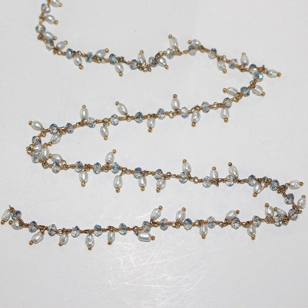 dark mystic quartz gemstone bead chain 24k gold plated over silver, women jewelry making necklaces, earrings, and bracelets bead chain.