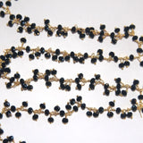 black spinel quartz gemstone bead chain silver, women jewelry making necklaces, earrings, and bracelets bead chain.