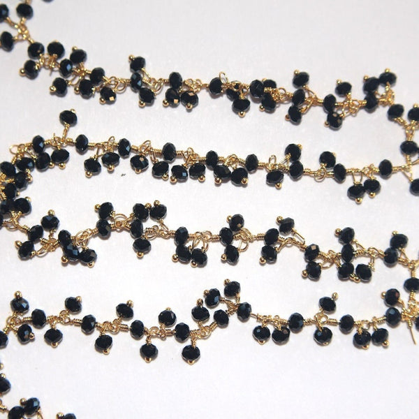 black spinel quartz gemstone bead chain silver, women jewelry making necklaces, earrings, and bracelets bead chain.