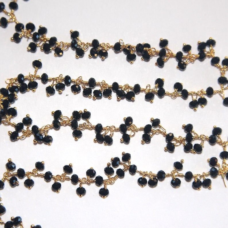 black spinel quartz gemstone bead chain silver, women jewelry making necklaces, earrings, and bracelets bead chain.