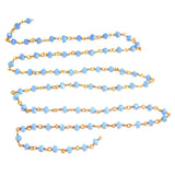 Blue Chalcedony quartz gemstone bead chain 24k gold plated over silver, women jewelry making necklaces, earrings, and bracelets bead chain.