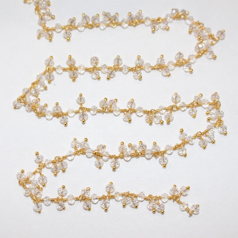 clear quartz gemstone bead chain silver, women jewelry making necklaces, earrings, and bracelets bead chain.
