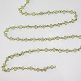 peridot quartz faceted 2mm, 3mm bead rosary chain.